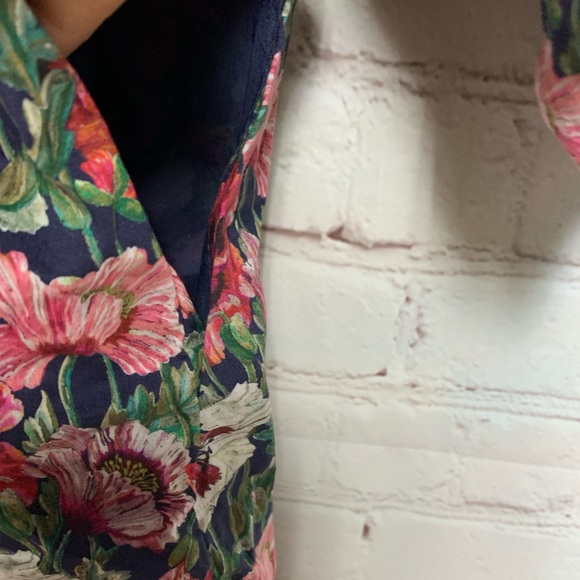 J. Crew x Liberty Navy Floral Cottagecore Smocked Dress Size 00 - Picture 6 of 6
